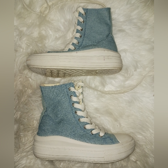 Liliana Women Denim swosh lace up high top sneakers - Picture 5 of 16